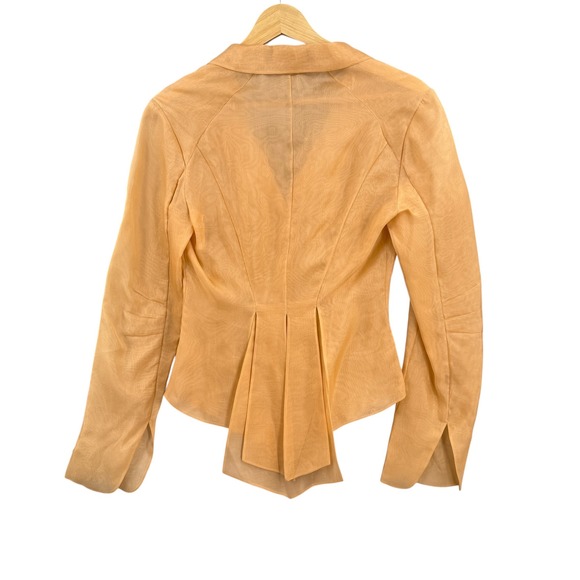 Richard Tyler Couture Blazer Size XS Est Peach Sheer Silk Organza Peplum Jacket - Picture 2 of 5